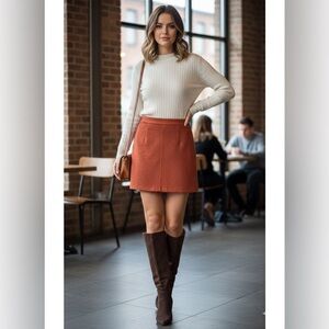 NWT French Connection Patty Drape Mini Skirt size 6 Color Saffron Spice